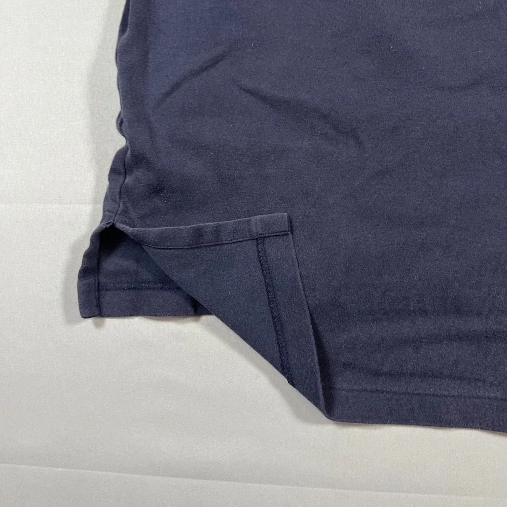 Polo Ralph Lauren Polo Shirt Men Large Navy Cotton Logo Embroidered High Low Hem